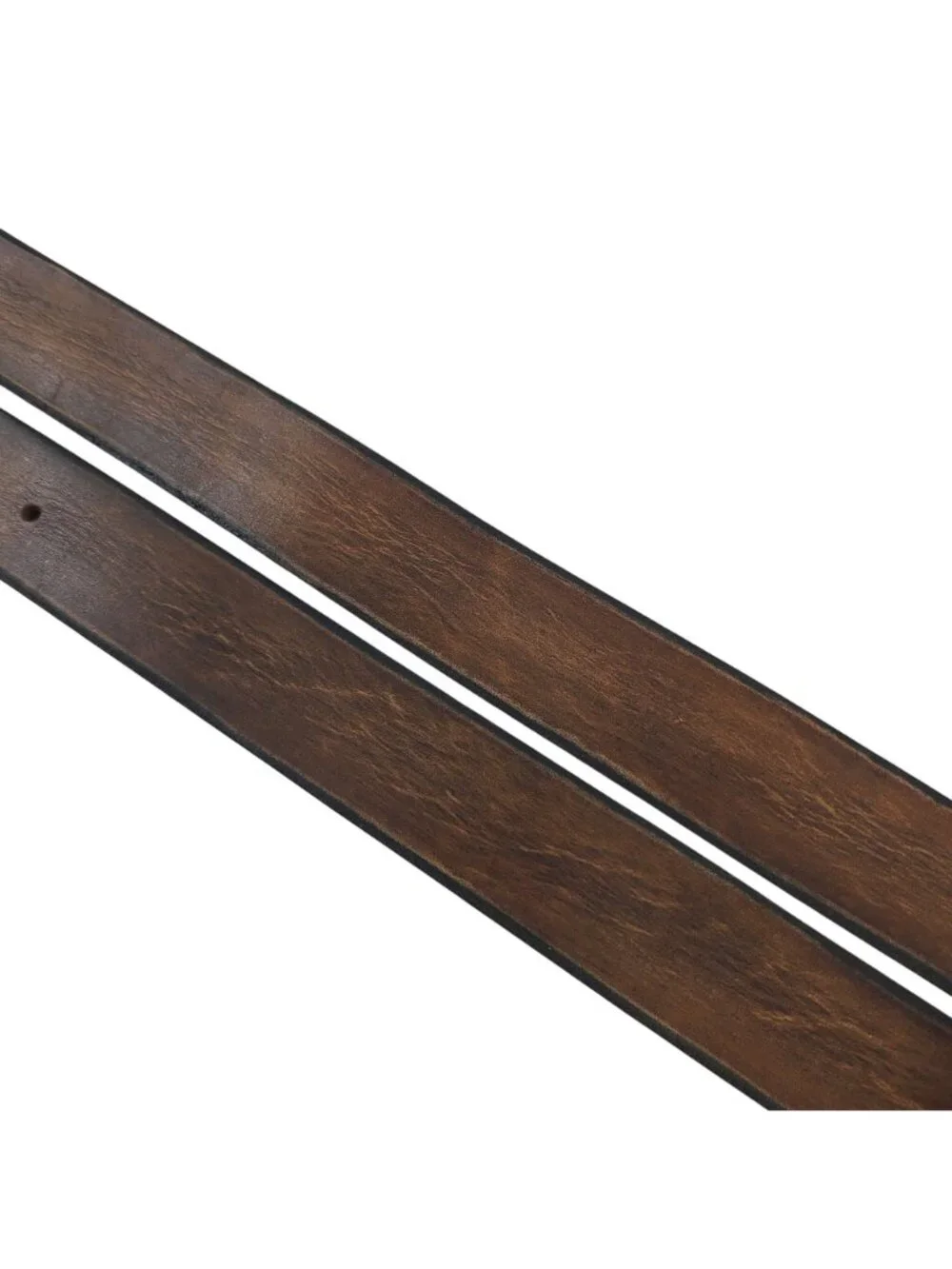 NEW Ishaor Vintage-Style Brown Leather Belt With Distressed Metal Buckle For Men